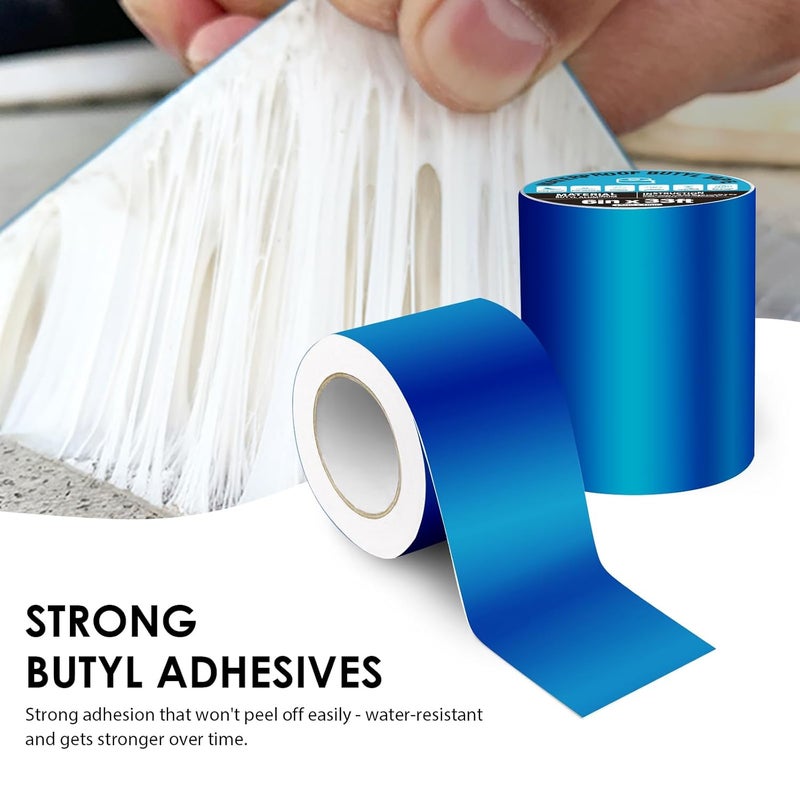360Tronics Blue Waterproof Tape 2in x 16ft, Super Sticky Outdoor Repair Butyl Tape for Pool Cover, Metal Roof Crack Sealing, Boat, RV Awning, Leak Proof Patch - Image 3